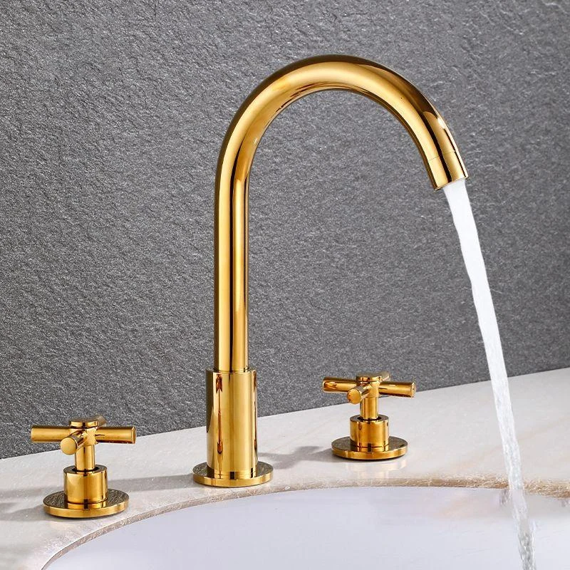 Goose Neck Bathroom Basin Tap 2 Handle Hot and Cold Water Sink Tap with Drain -Bathlova