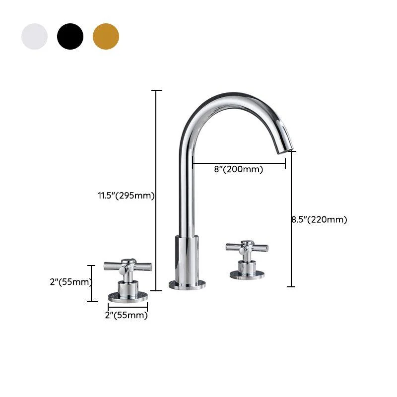 Goose Neck Bathroom Basin Tap 2 Handle Hot and Cold Water Sink Tap with Drain -Bathlova