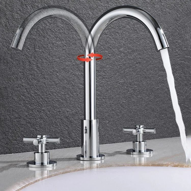 Goose Neck Bathroom Basin Tap 2 Handle Hot and Cold Water Sink Tap with Drain -Bathlova