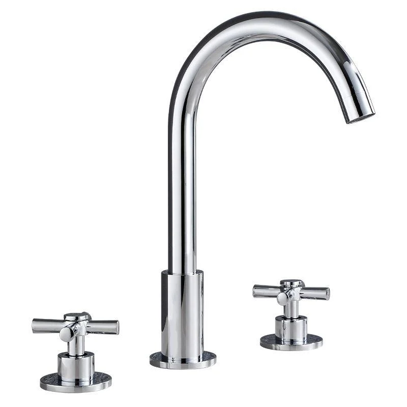 Goose Neck Bathroom Basin Tap 2 Handle Hot and Cold Water Sink Tap with Drain -Bathlova