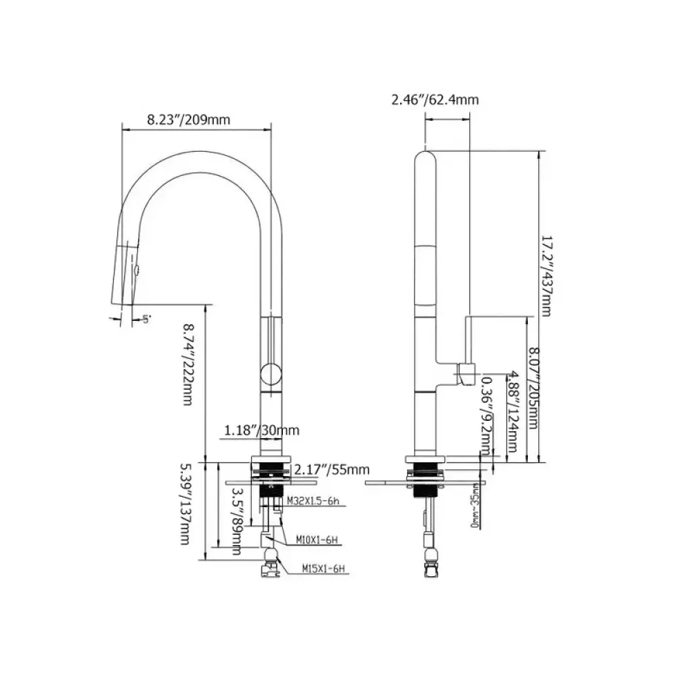 Goose Neck Dual-Function Kitchen Tap with Pull-Out Sprayer -Bathlova