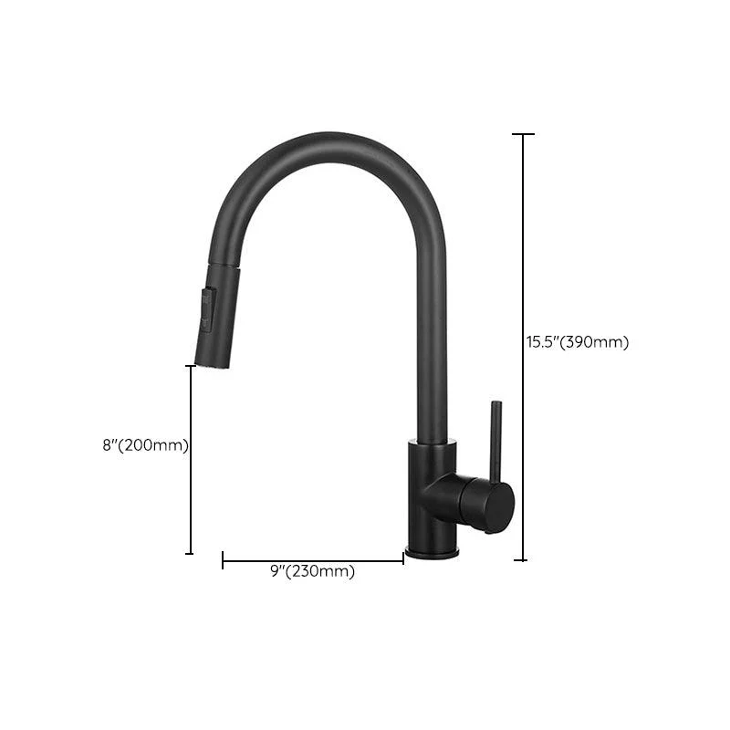 Gooseneck Kitchen Sink Tap Swivel Spout with Pull down Sprayer -Bathlova