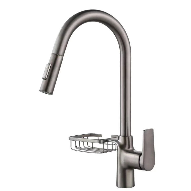 Gooseneck Kitchen Sink Tap Swivel Spout with Pull down Sprayer -Bathlova