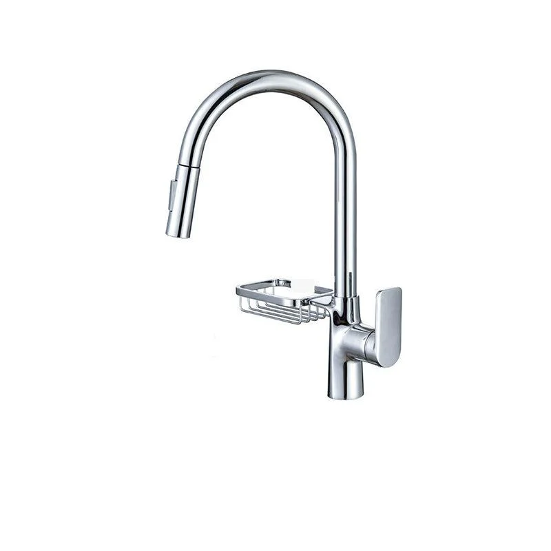 Gooseneck Kitchen Sink Tap Swivel Spout with Pull down Sprayer -Bathlova