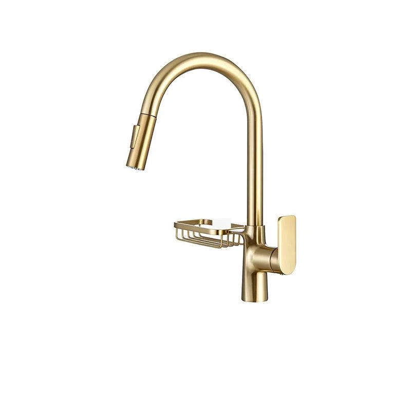 Gooseneck Kitchen Sink Tap Swivel Spout with Pull down Sprayer -Bathlova