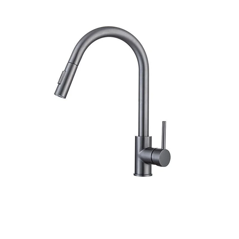 Gooseneck Kitchen Sink Tap Swivel Spout with Pull down Sprayer -Bathlova