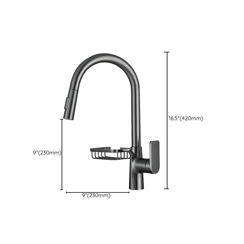 Gooseneck Kitchen Sink Tap Swivel Spout with Pull down Sprayer -Bathlova