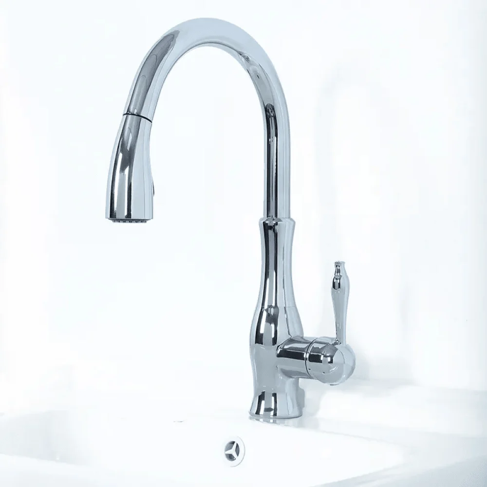 Gooseneck Single Handle Kitchen Tap with Pull Out Spray -Bathlova