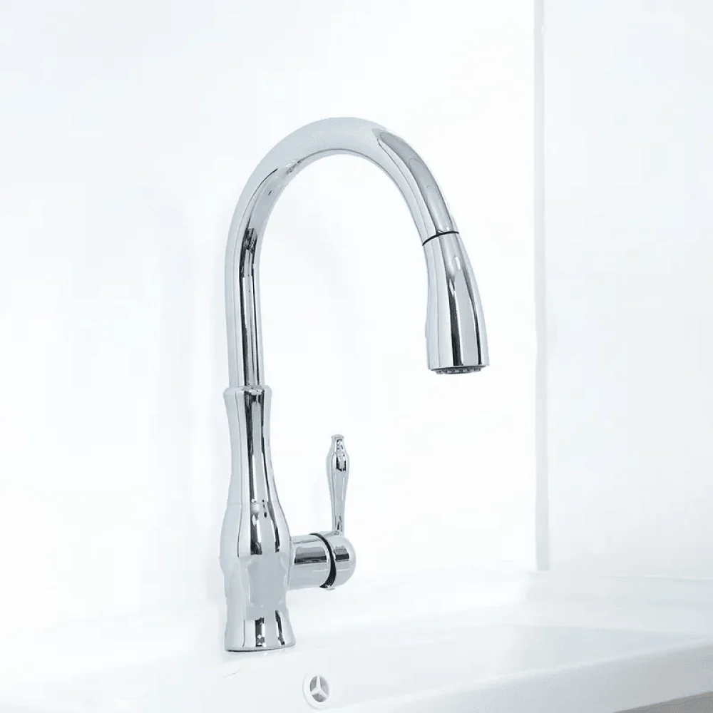 Gooseneck Single Handle Kitchen Tap with Pull Out Spray -Bathlova