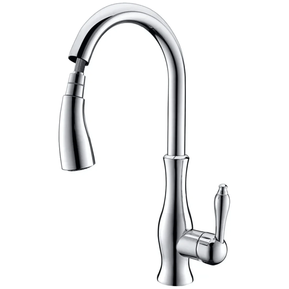 Gooseneck Single Handle Kitchen Tap with Pull Out Spray -Bathlova