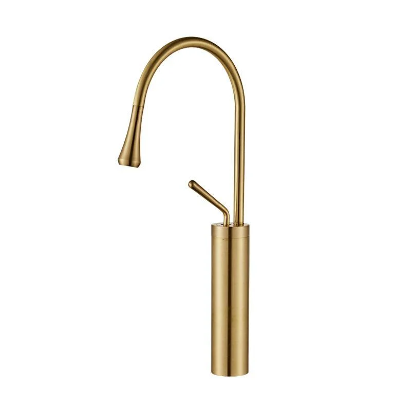 Gooseneck Sink Tap Circular Lever Handles Brass Bathroom Sink Tap -Bathlova