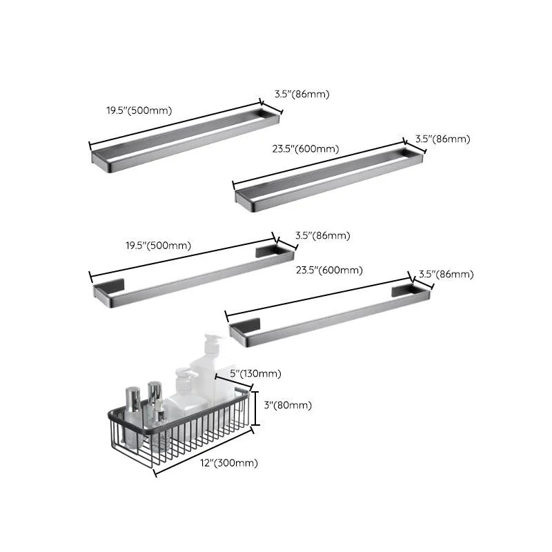 Gray 5-Piece Modern Bathroom Accessory Set in Stainless Steel -Bathlova