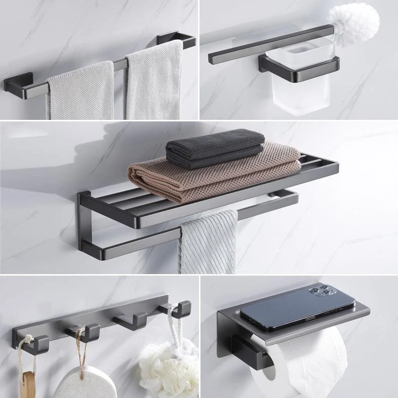 Gray 5-Piece Modern Bathroom Accessory Set in Stainless Steel -Bathlova