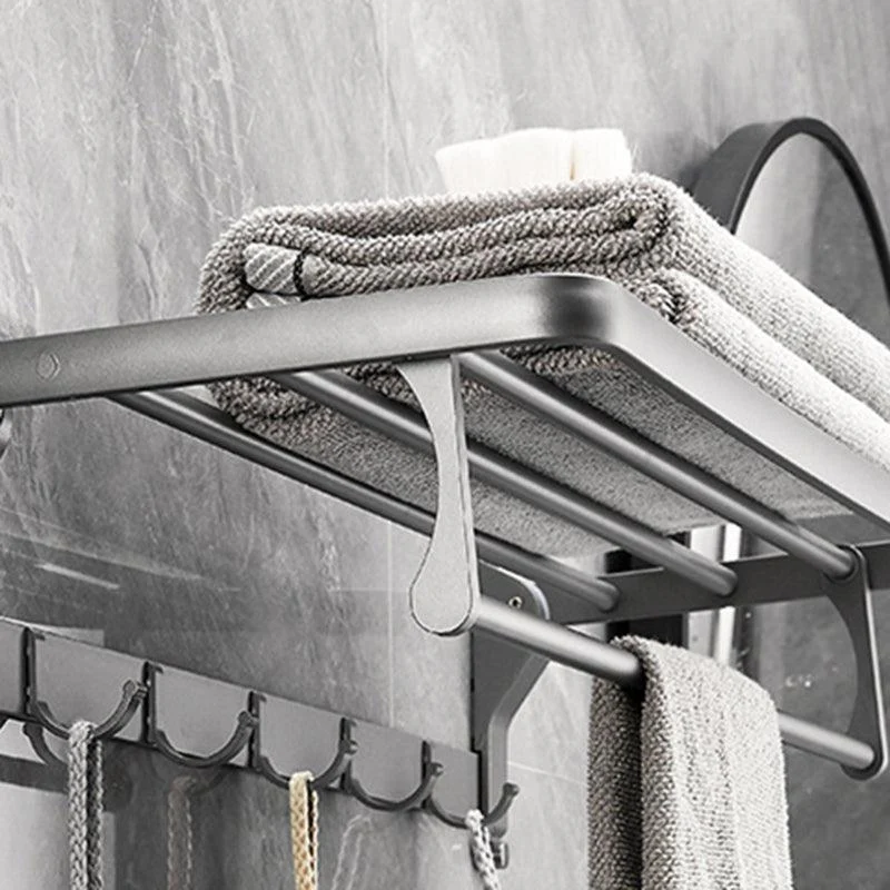 Gray 6/7-Piece Modern Bathroom Accessory Set Bath Shelf/Robe Hooks/Towel Bar Included -Bathlova