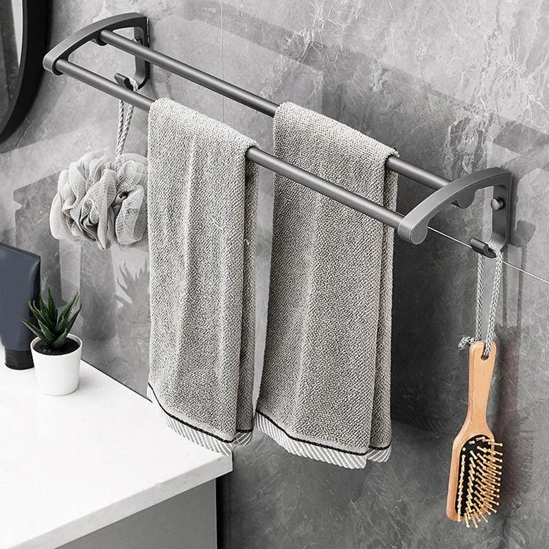 Gray 6/7-Piece Modern Bathroom Accessory Set Bath Shelf/Robe Hooks/Towel Bar Included -Bathlova