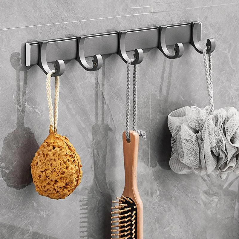 Gray 6/7-Piece Modern Bathroom Accessory Set Bath Shelf/Robe Hooks/Towel Bar Included -Bathlova