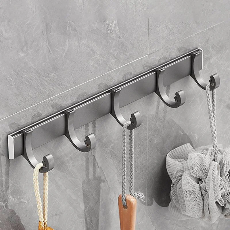 Gray 6/7-Piece Modern Bathroom Accessory Set Bath Shelf/Robe Hooks/Towel Bar Included -Bathlova