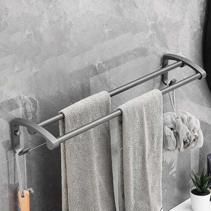 Gray 6/7-Piece Modern Bathroom Accessory Set Bath Shelf/Robe Hooks/Towel Bar Included -Bathlova