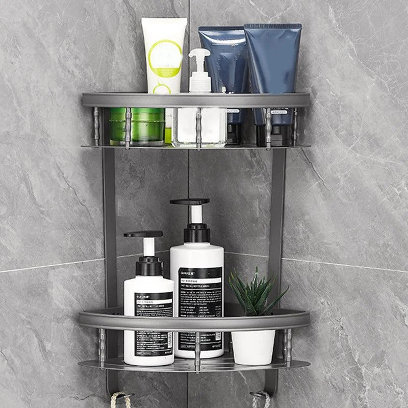 Gray 6/7-Piece Modern Bathroom Accessory Set Bath Shelf/Robe Hooks/Towel Bar Included -Bathlova