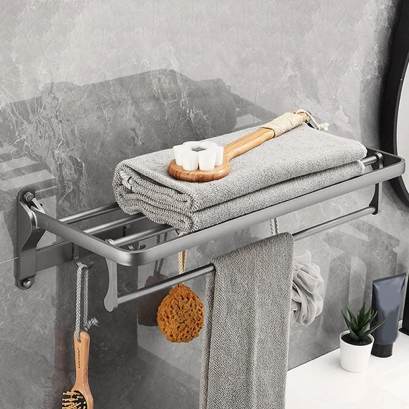 Gray 6/7-Piece Modern Bathroom Accessory Set Bath Shelf/Robe Hooks/Towel Bar Included -Bathlova