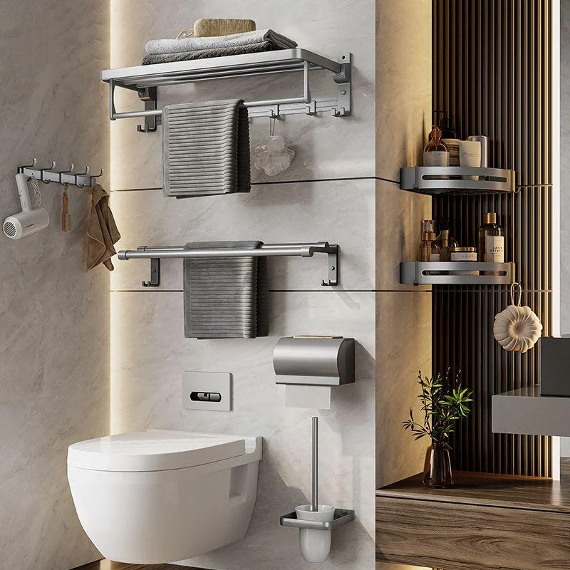 Gray Aluminum Bathroom Accessory Set Contemporary Bath Shelf -Bathlova