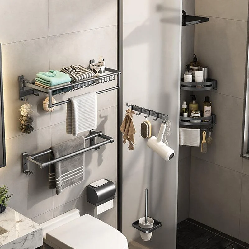 Gray Bathroom Accessory As Individual Or As a Set with Towel Bar/Bath Shelf/Robe Hooks -Bathlova