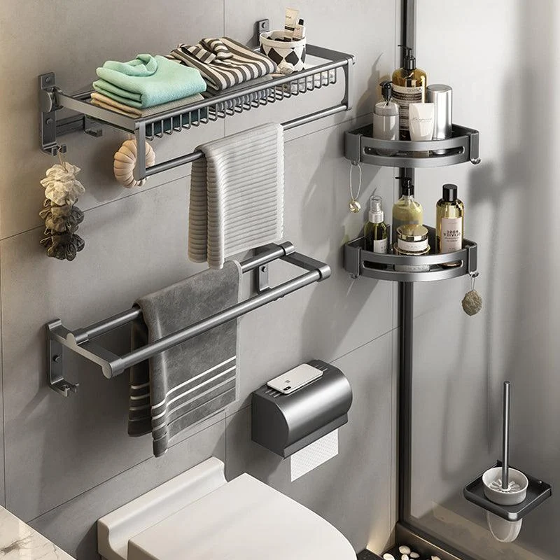 Gray Bathroom Accessory As Individual Or As a Set with Towel Bar/Bath Shelf/Robe Hooks -Bathlova