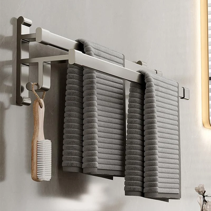 Gray Bathroom Accessory Set Contemporary Style Aluminum Towel Bar -Bathlova