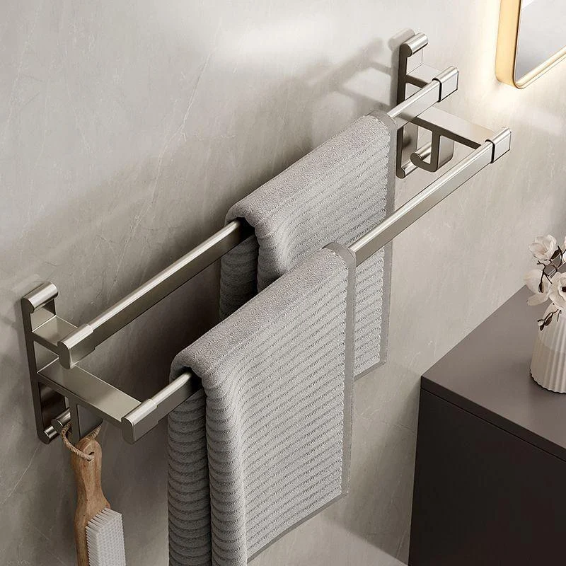 Gray Bathroom Accessory Set Contemporary Style Aluminum Towel Bar -Bathlova