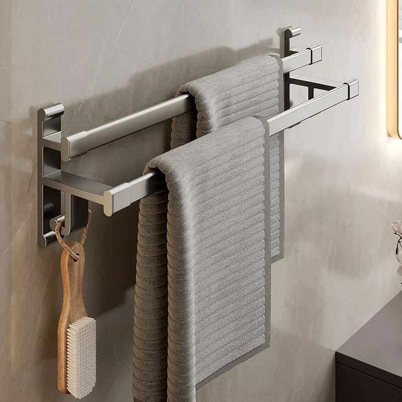 Gray Bathroom Accessory Set Contemporary Style Aluminum Towel Bar -Bathlova