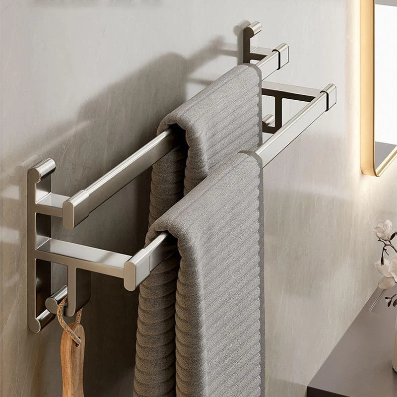 Gray Bathroom Accessory Set Contemporary Style Aluminum Towel Bar -Bathlova