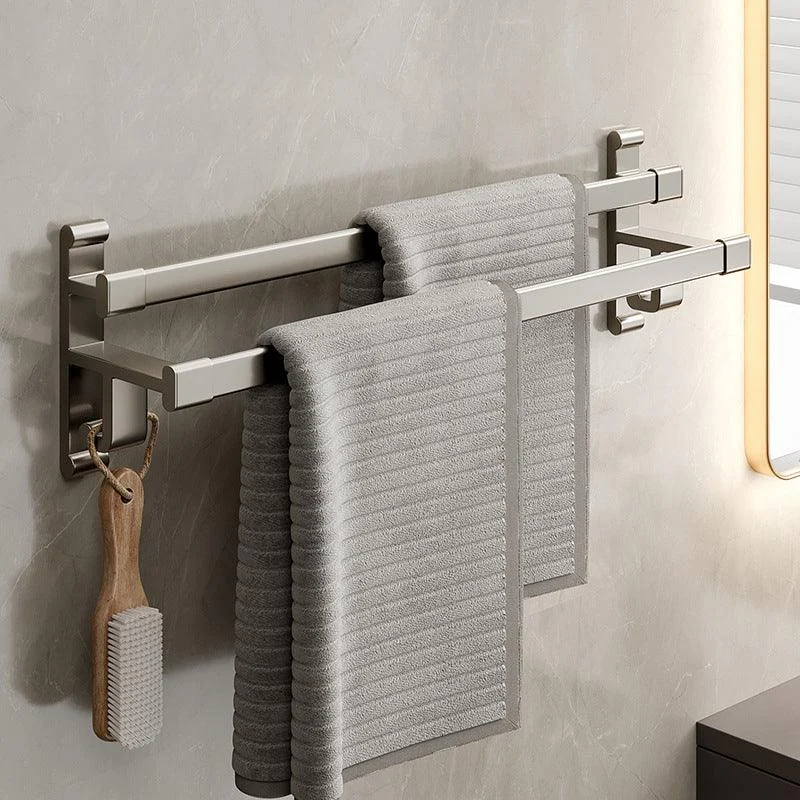 Gray Bathroom Accessory Set Contemporary Style Aluminum Towel Bar -Bathlova