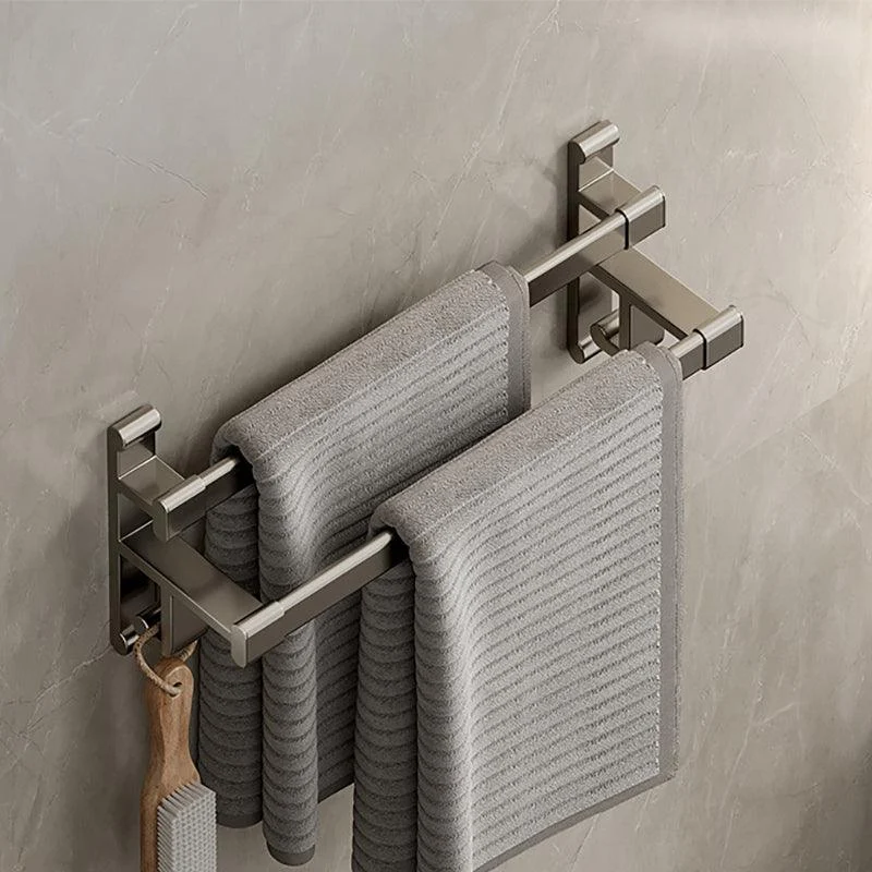 Gray Bathroom Accessory Set Contemporary Style Aluminum Towel Bar -Bathlova