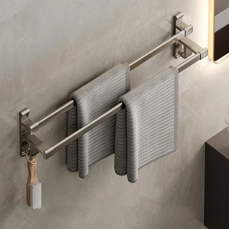 Gray Bathroom Accessory Set Contemporary Style Aluminum Towel Bar -Bathlova