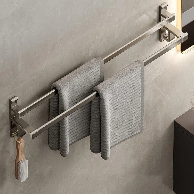 Gray Bathroom Accessory Set Contemporary Style Aluminum Towel Bar -Bathlova