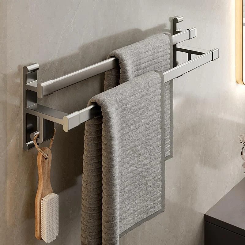 Gray Bathroom Accessory Set Contemporary Style Aluminum Towel Bar -Bathlova