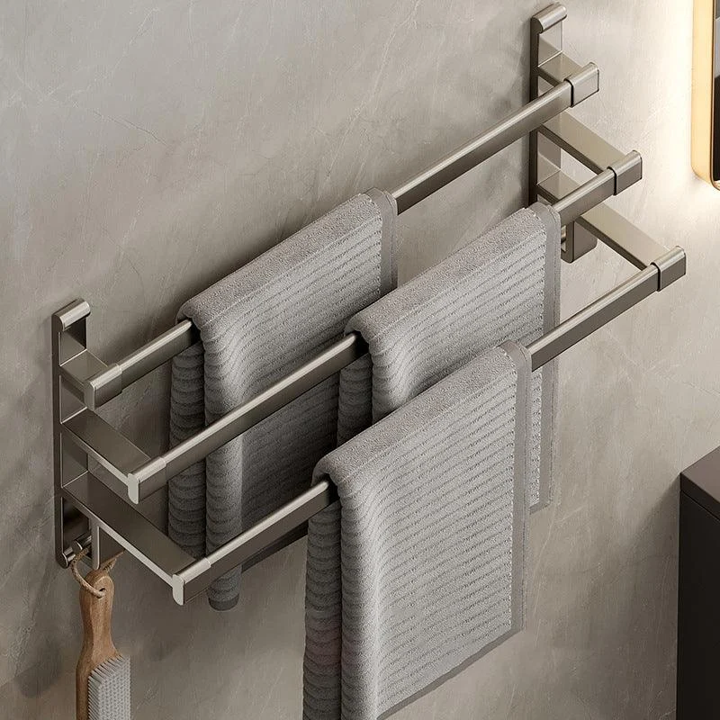 Gray Bathroom Accessory Set Contemporary Style Aluminum Towel Bar -Bathlova