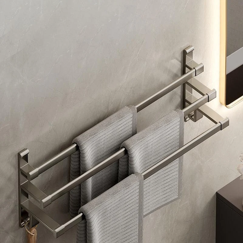 Gray Bathroom Accessory Set Contemporary Style Aluminum Towel Bar -Bathlova