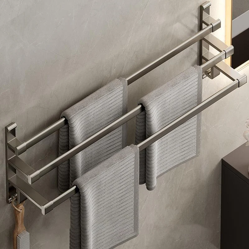 Gray Bathroom Accessory Set Contemporary Style Aluminum Towel Bar -Bathlova