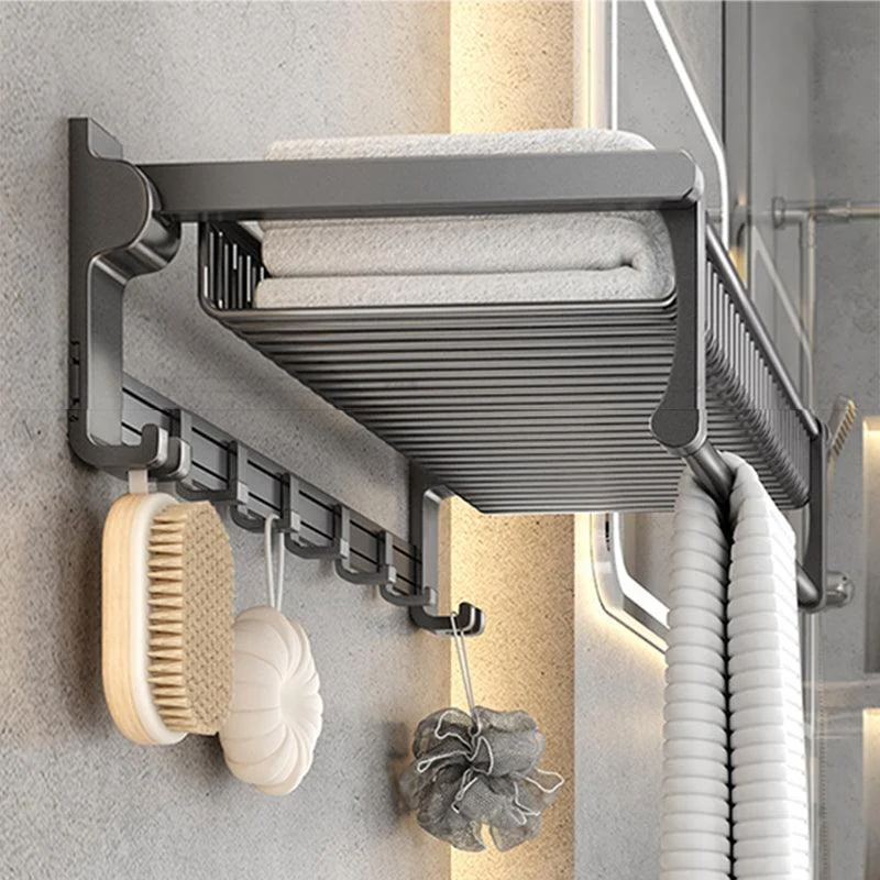 Gray Contemporary Bathroom Accessory Set Bath Shelf/Towel Bar & Robe Hooks Included -Bathlova