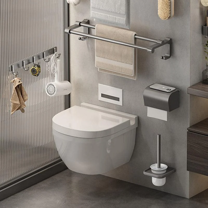 Gray Contemporary Bathroom Accessory Set Bath Shelf/Towel Bar & Robe Hooks Included -Bathlova