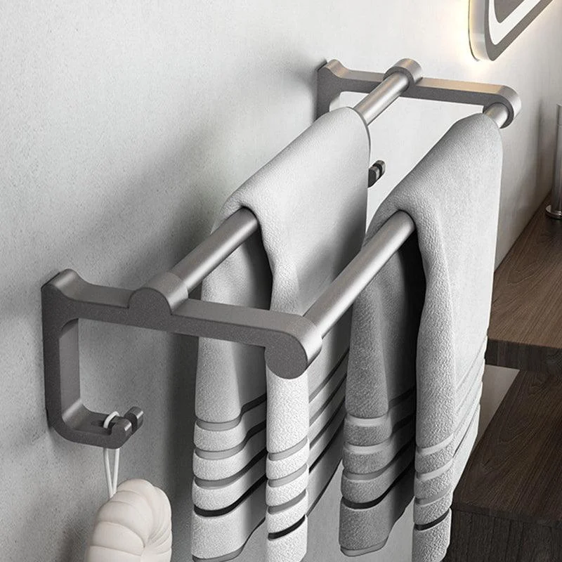 Gray Contemporary Bathroom Accessory Set Bath Shelf/Towel Bar & Robe Hooks Included -Bathlova