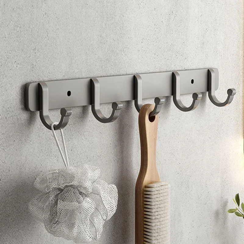 Gray Contemporary Bathroom Accessory Set Bath Shelf/Towel Bar & Robe Hooks Included -Bathlova