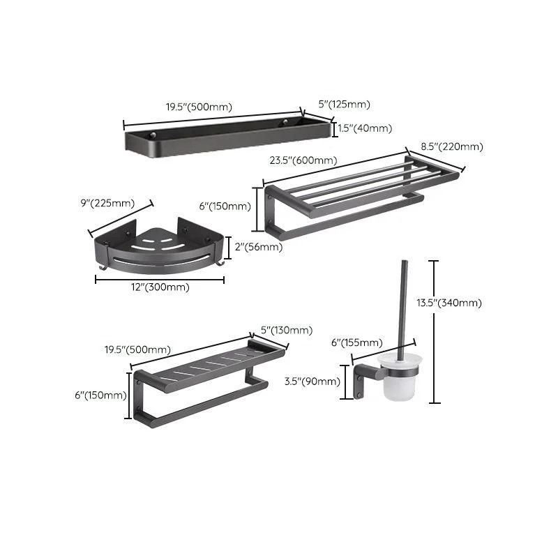 Grey Bathroom Accessory Kit Modern Bathroom Accessories Hardware Set -Bathlova