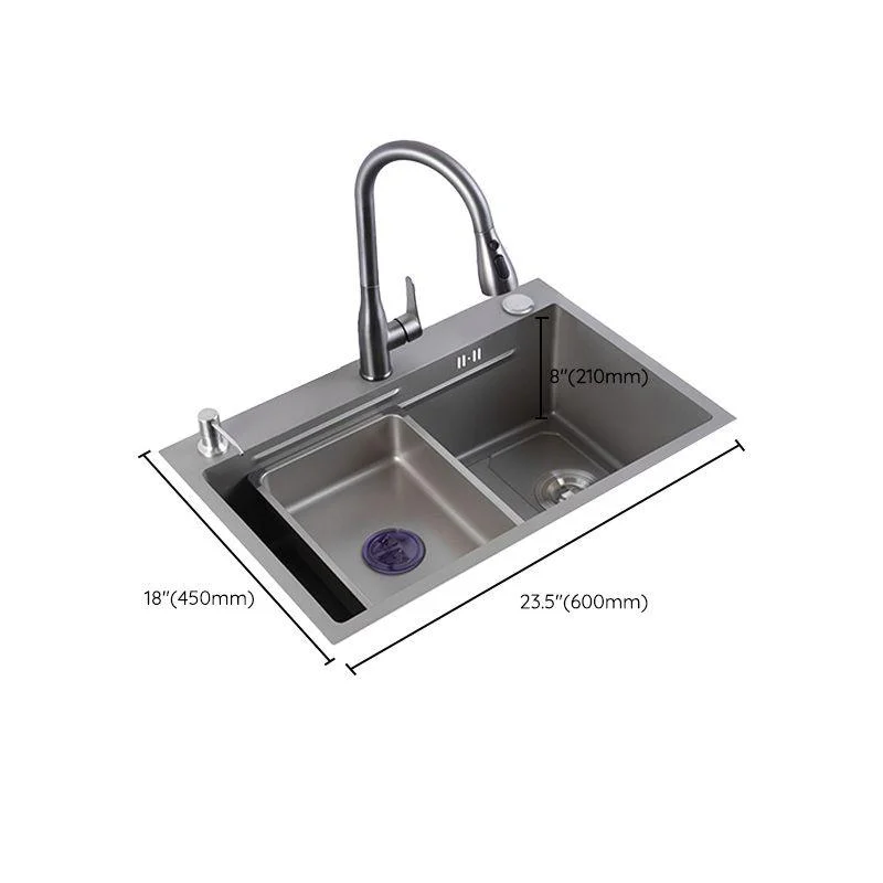 Grey Kitchen Sink Cutting Board Single Bowl Stainless Steel Top-Mount Kitchen Sink -Bathlova