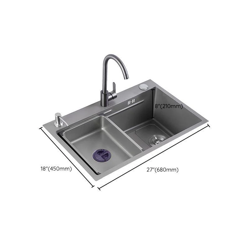 Grey Kitchen Sink Cutting Board Single Bowl Stainless Steel Top-Mount Kitchen Sink -Bathlova