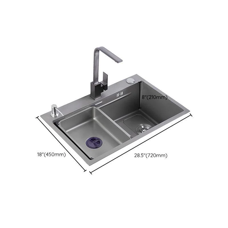 Grey Kitchen Sink Cutting Board Single Bowl Stainless Steel Top-Mount Kitchen Sink -Bathlova