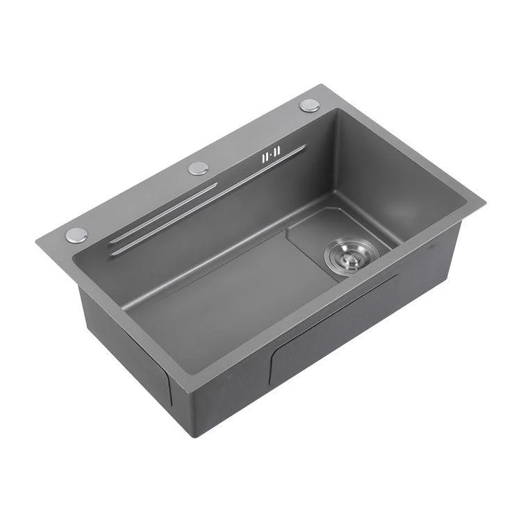 Grey Kitchen Sink Cutting Board Single Bowl Stainless Steel Top-Mount Kitchen Sink -Bathlova