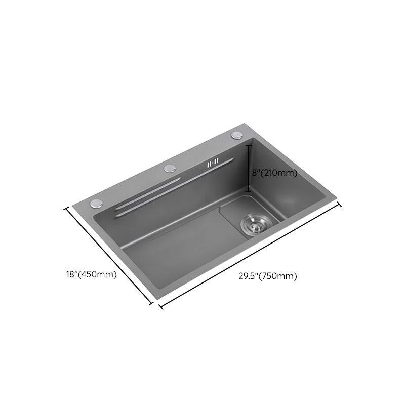 Grey Kitchen Sink Cutting Board Single Bowl Stainless Steel Top-Mount Kitchen Sink -Bathlova