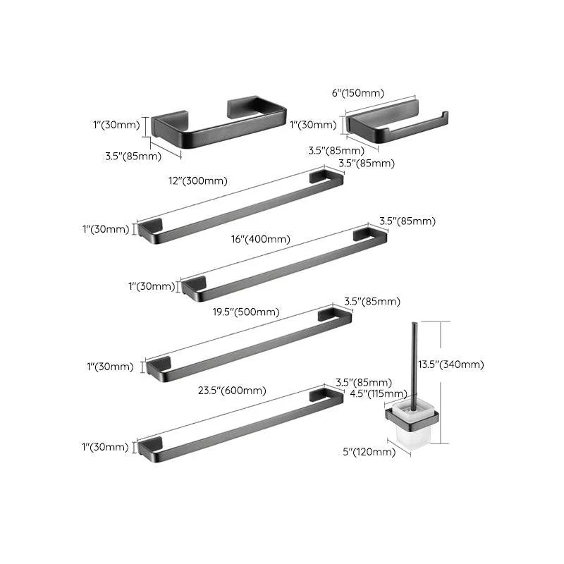 Grey Metal Modern Bathroom Accessory As Individual Or As a Set -Bathlova